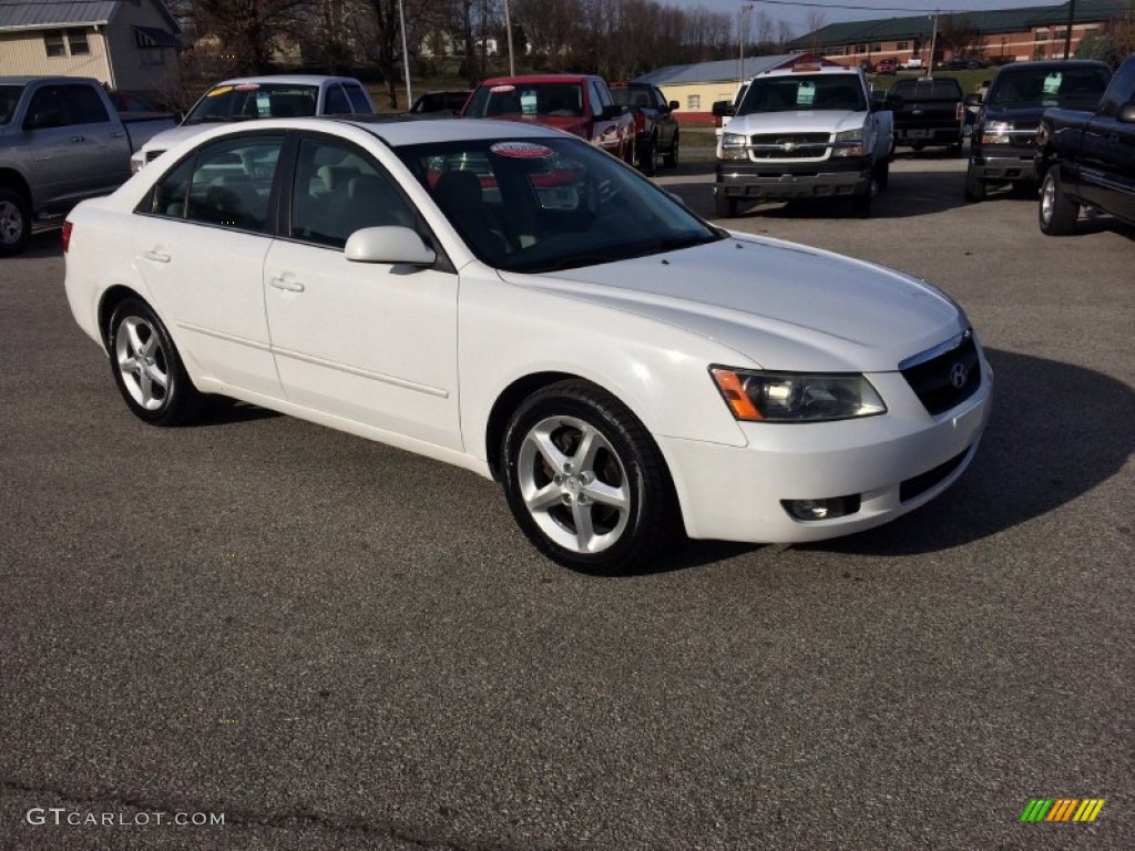 2007 Sonata SE V6 - Arctic White / Beige photo #1