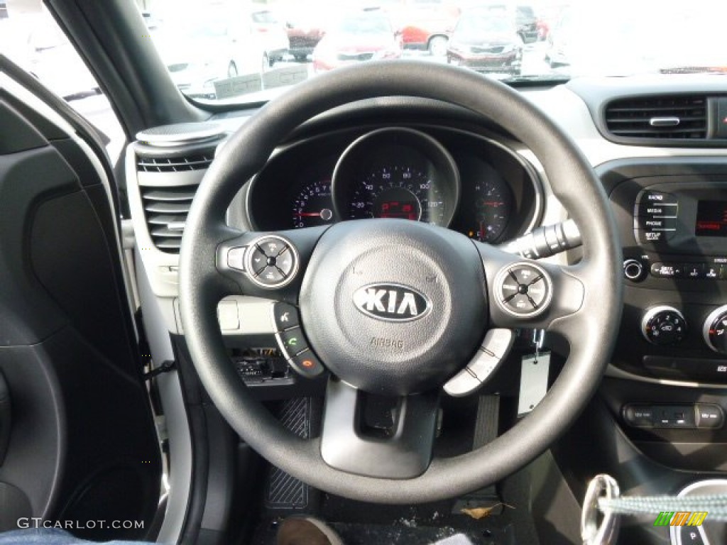 2014 Kia Soul 1.6 Gray Two-tone Houdstooth Woven Cloth Steering Wheel Photo #88351979