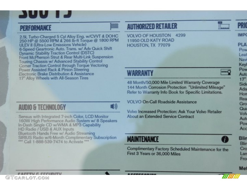 2014 Volvo S60 T5 Window Sticker Photo #88357269
