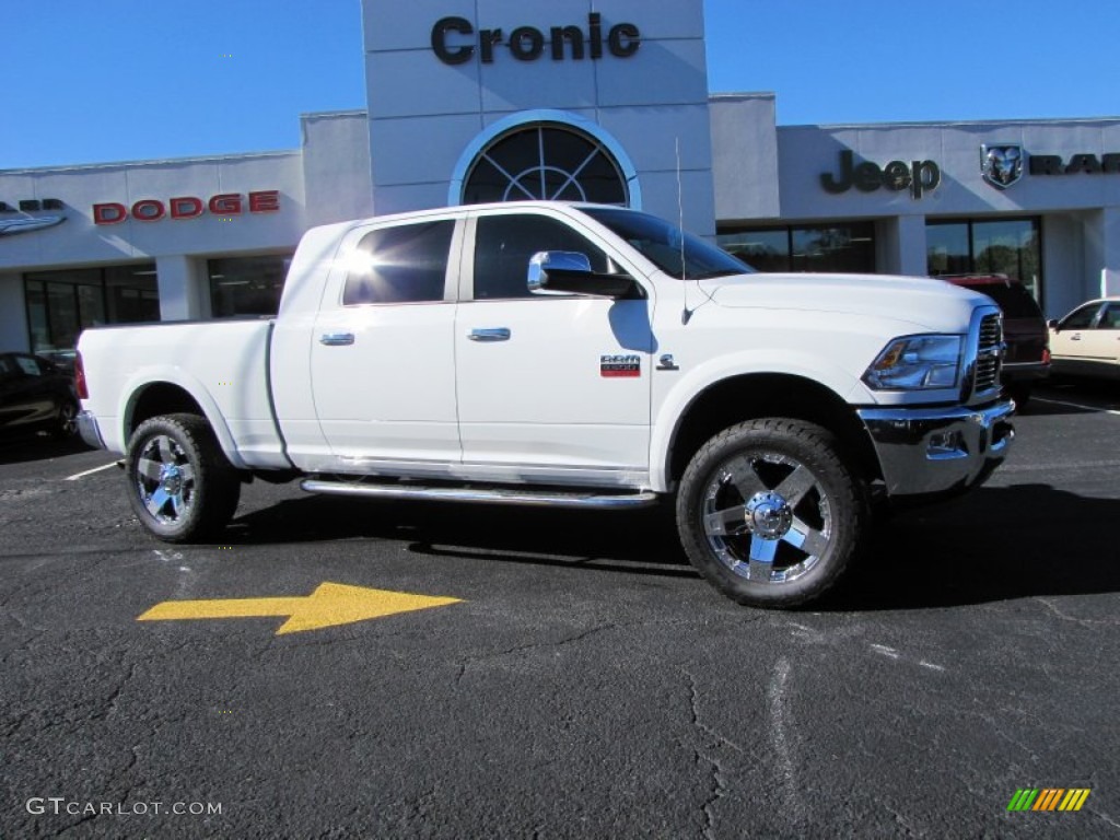 2012 Ram 2500 HD Laramie Mega Cab 4x4 - Bright White / Light Pebble Beige/Bark Brown photo #1