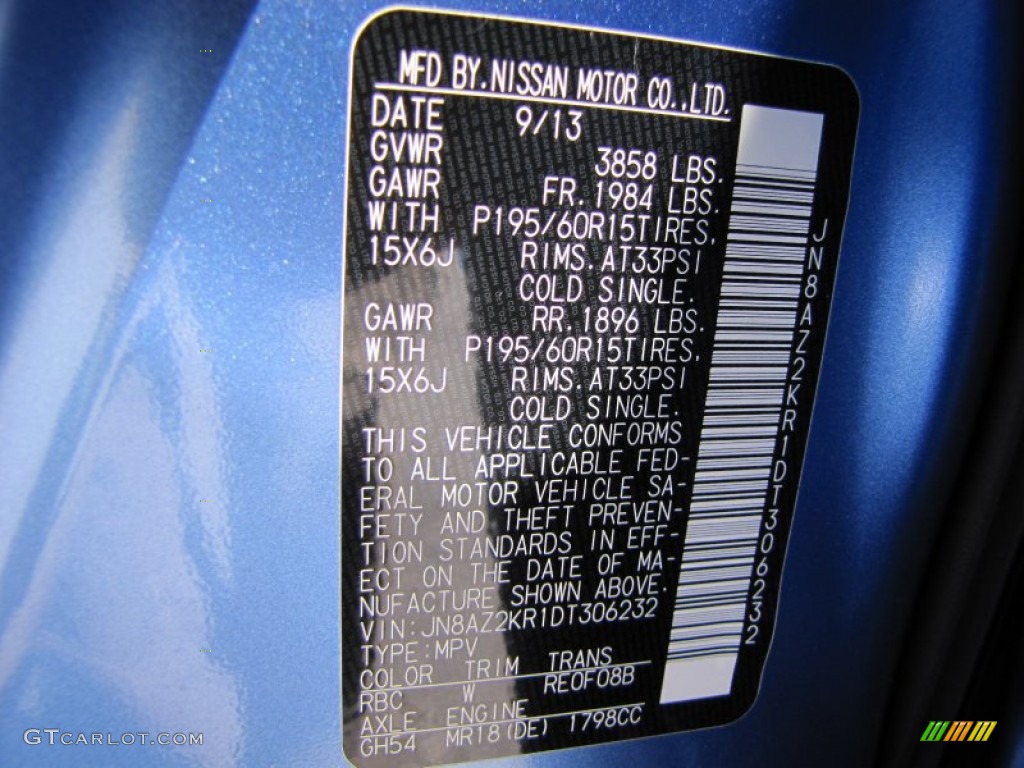 2013 Nissan Cube 1.8 S Color Code Photos