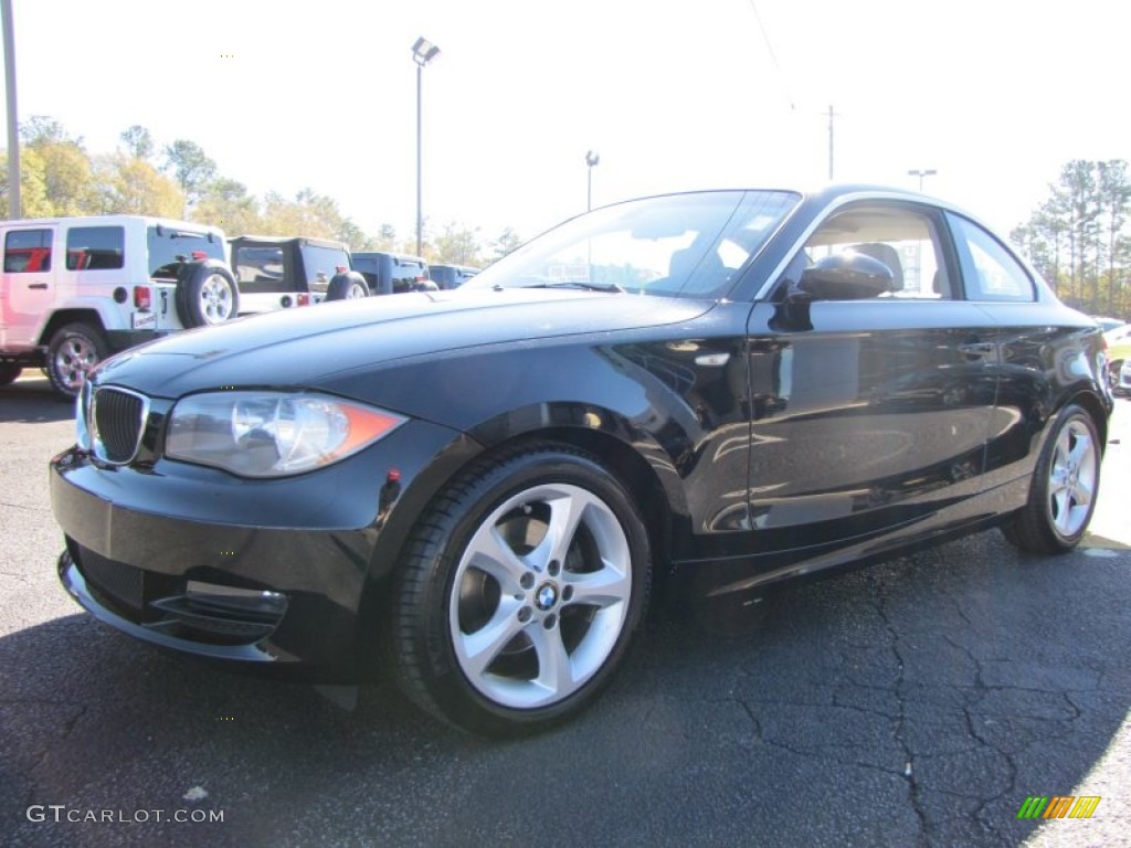 2008 1 Series 128i Coupe - Jet Black / Savanna Beige photo #3