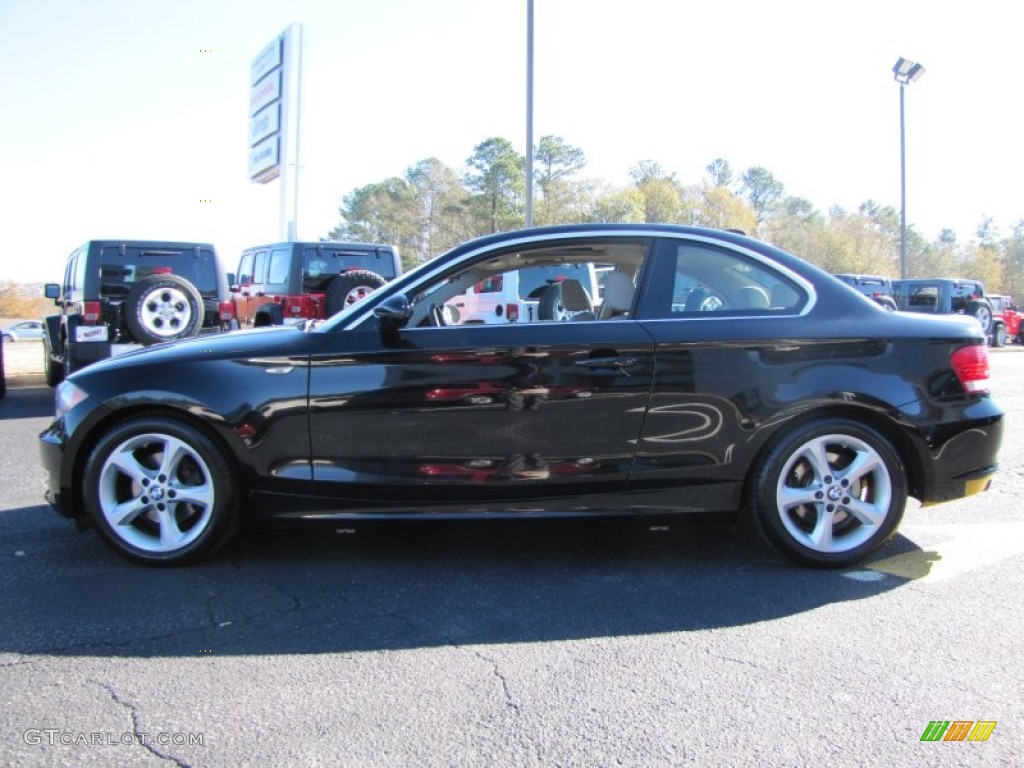 2008 1 Series 128i Coupe - Jet Black / Savanna Beige photo #4