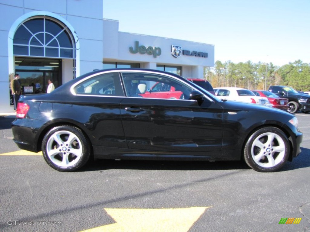 2008 1 Series 128i Coupe - Jet Black / Savanna Beige photo #8