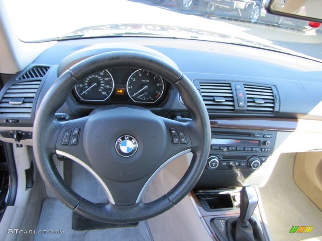 2008 1 Series 128i Coupe - Jet Black / Savanna Beige photo #12