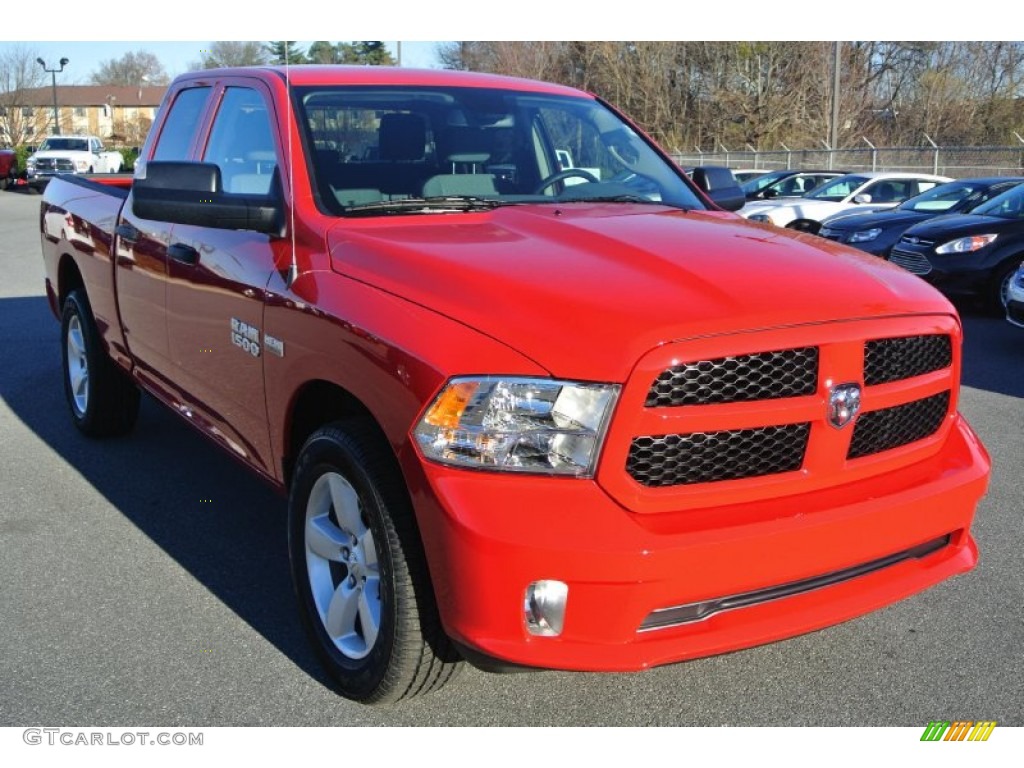 2014 1500 Express Quad Cab 4x4 - Flame Red / Black/Diesel Gray photo #2