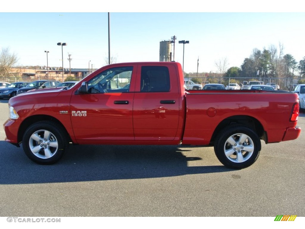 2014 1500 Express Quad Cab 4x4 - Flame Red / Black/Diesel Gray photo #3