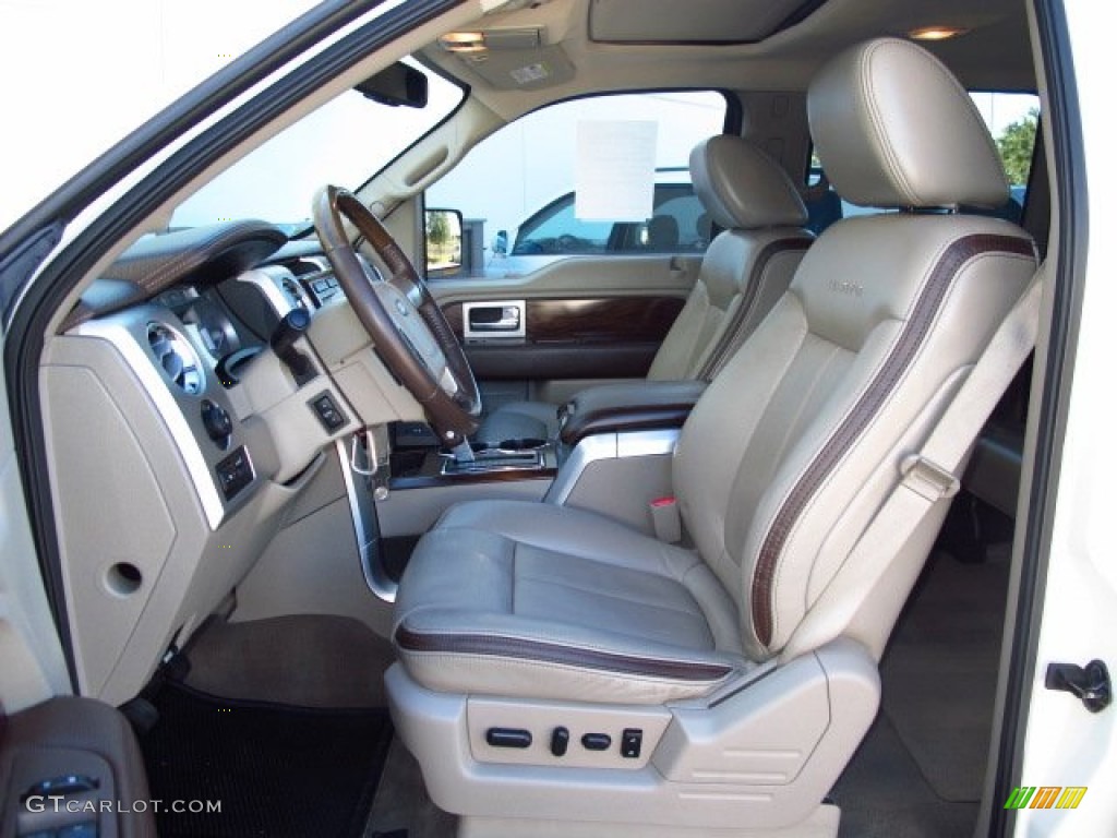 2009 F150 Platinum SuperCrew - White Sand Tri Coat Metallic / Medium Stone Leather/Sienna Brown photo #16