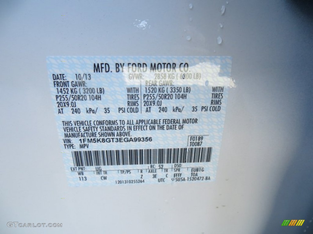 2014 Explorer Sport 4WD - White Platinum / Sport Charcoal Black photo #39