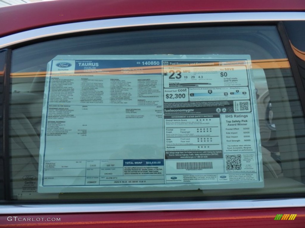 2014 Taurus SEL - Ruby Red / Dune photo #34