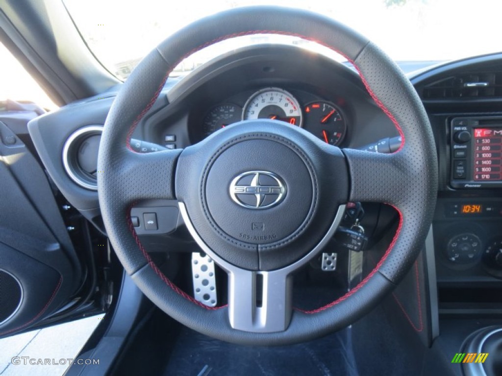 2014 Scion FR-S Standard FR-S Model Black/Red Accents Steering Wheel Photo #88374224