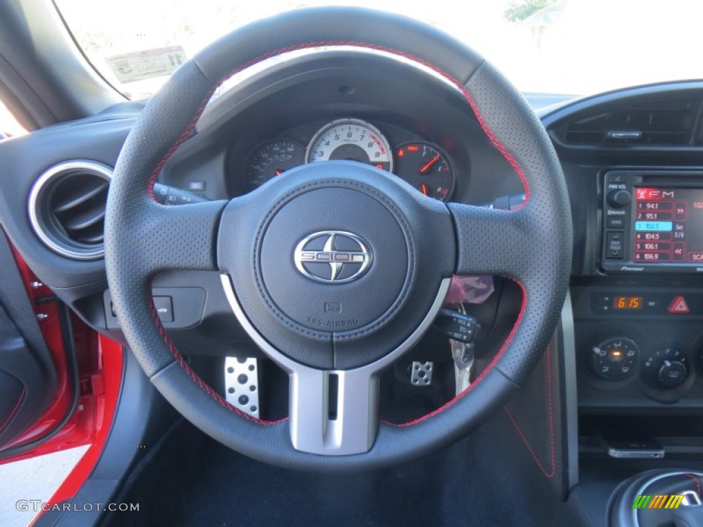 2014 Scion FR-S Standard FR-S Model Black/Red Accents Steering Wheel Photo #88374674