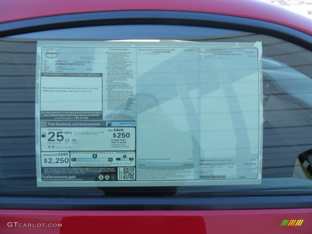 2014 Scion FR-S Standard FR-S Model Window Sticker Photo #88374719