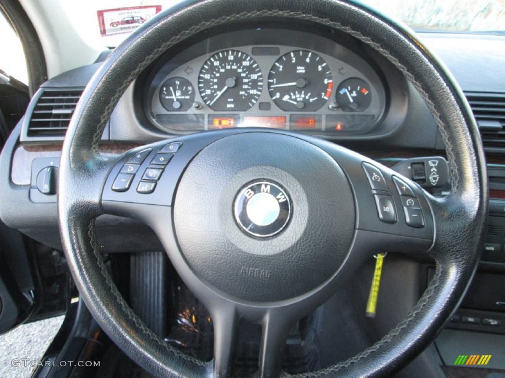 2002 BMW 3 Series 325xi Wagon Black Steering Wheel Photo #88375730