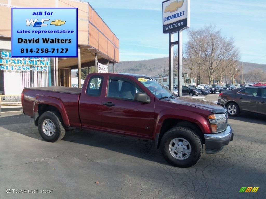 2007 Canyon SLE Extended Cab 4x4 - Sonoma Red Metallic / Dark Pewter photo #1