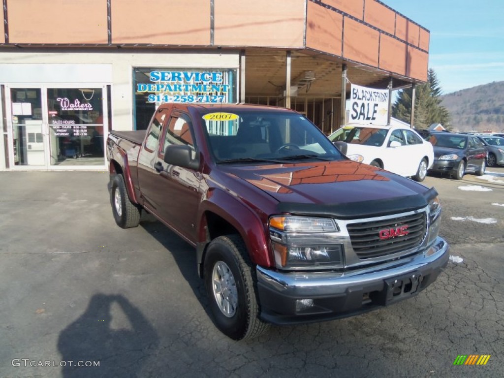 2007 Canyon SLE Extended Cab 4x4 - Sonoma Red Metallic / Dark Pewter photo #2