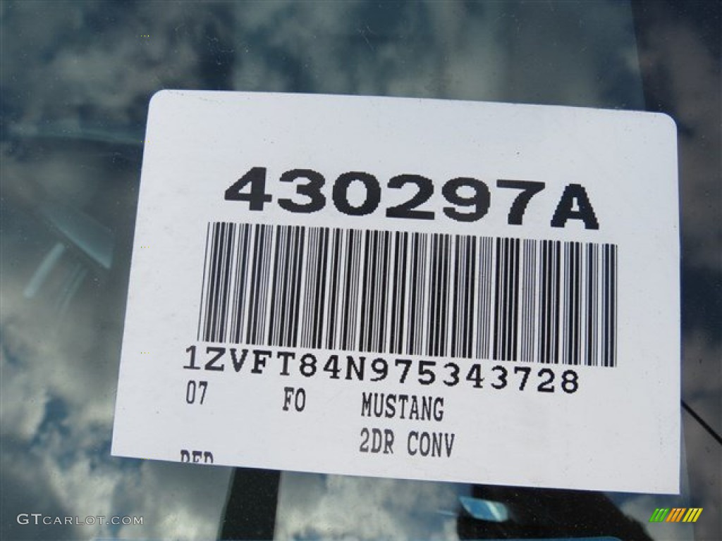 2007 Mustang V6 Premium Convertible - Torch Red / Roush Black/Grey photo #10