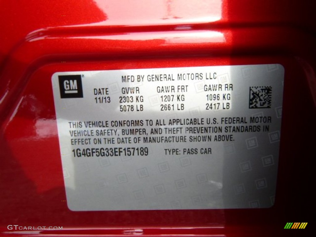 2014 Buick LaCrosse Premium Info Tag Photos