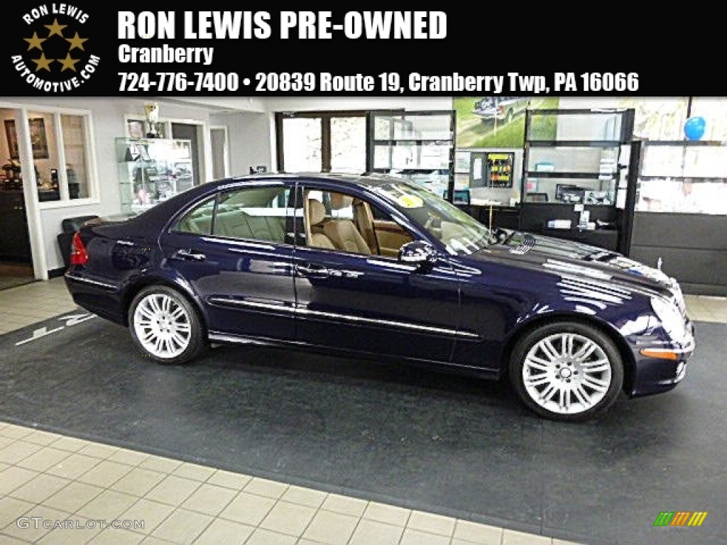2008 E 350 4Matic Sedan - Capri Blue Metallic / Cashmere photo #1