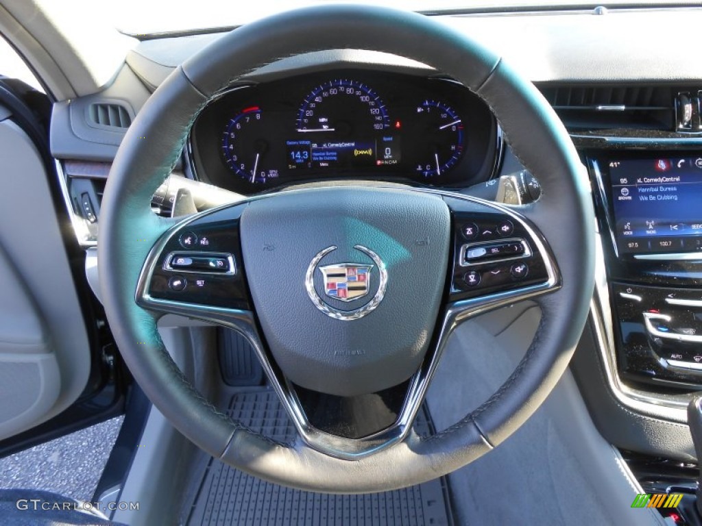 2014 Cadillac CTS Sedan AWD Light Platinum/Jet Black Steering Wheel Photo #88384190