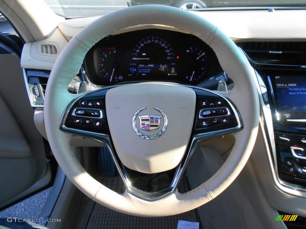2014 Cadillac CTS Luxury Sedan AWD Light Cashmere/Medium Cashmere Steering Wheel Photo #88385198