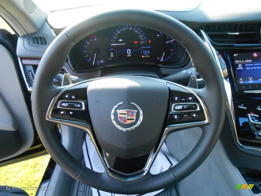2014 Cadillac CTS Sedan AWD Medium Titanium/Jet Black Steering Wheel Photo #88385858
