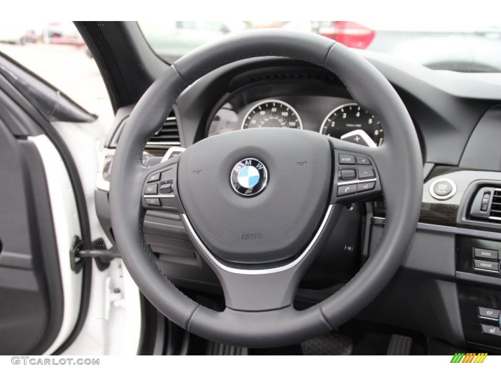 2013 BMW 5 Series ActiveHybrid 5 Black Steering Wheel Photo #88413561