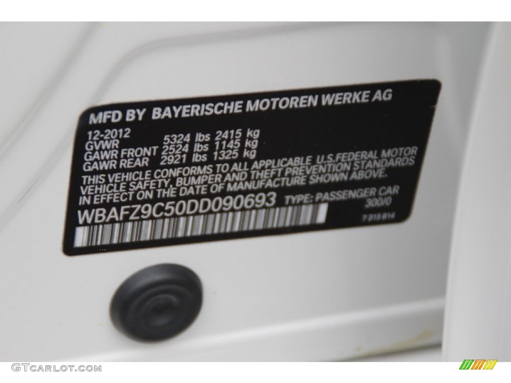 2013 BMW 5 Series ActiveHybrid 5 Color Code Photos