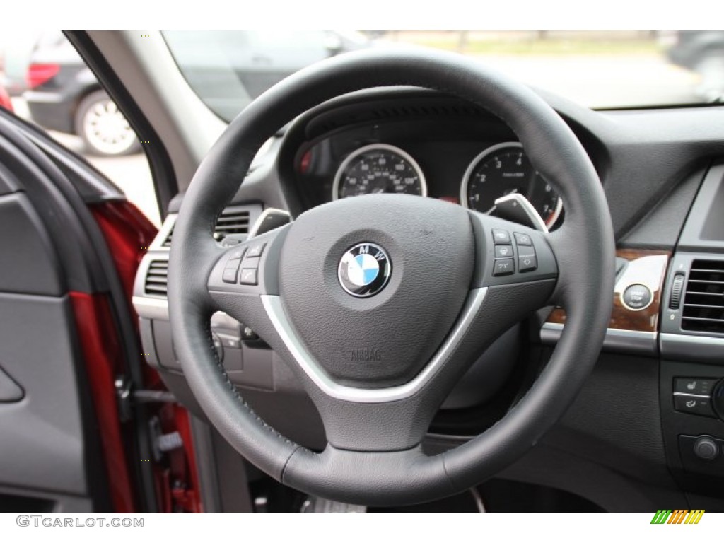 2013 BMW X6 xDrive50i Black Steering Wheel Photo #88415058