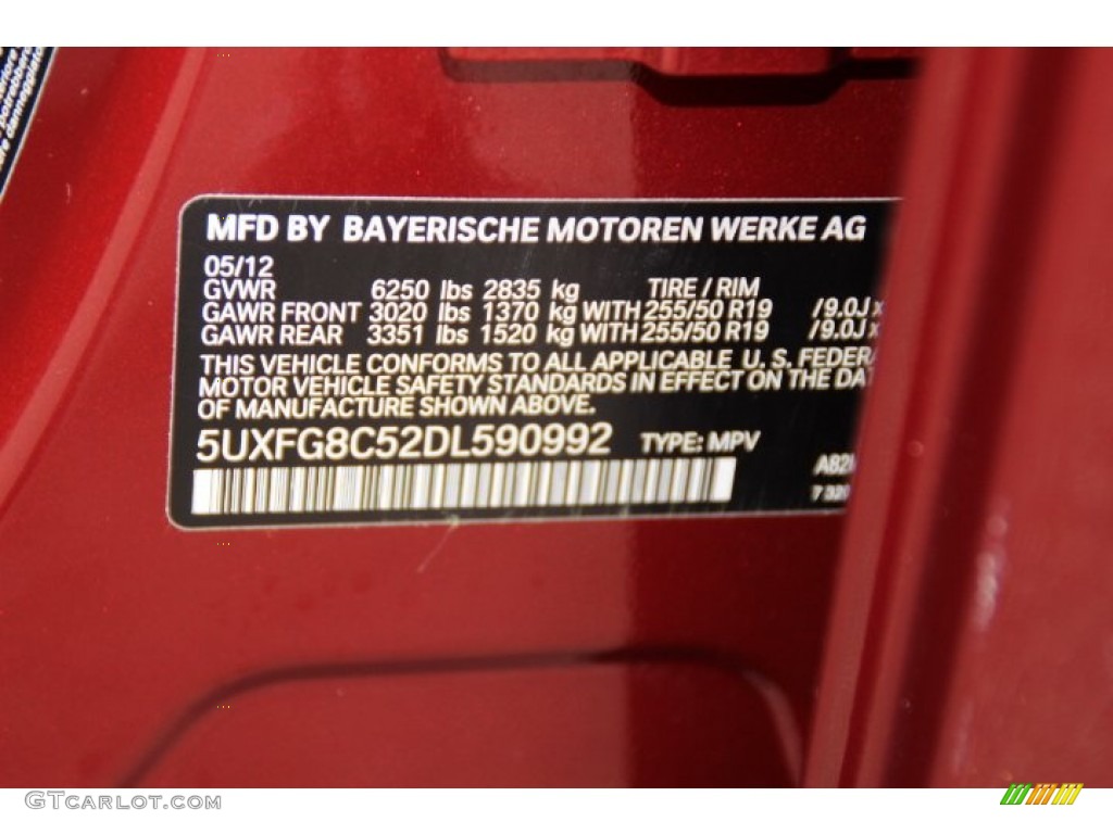 2013 X6 Color Code A82 for Vermilion Red Metallic Photo #88415448