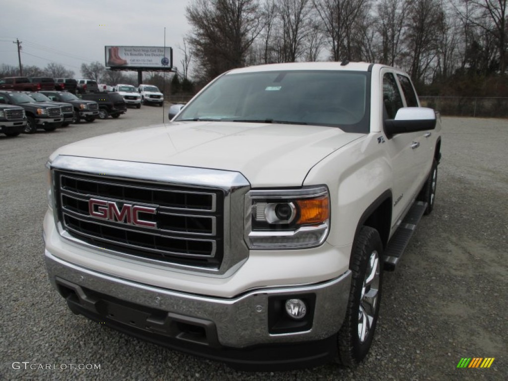 2014 Sierra 1500 SLT Crew Cab 4x4 - White Diamond Tricoat / Cocoa/Dune photo #3