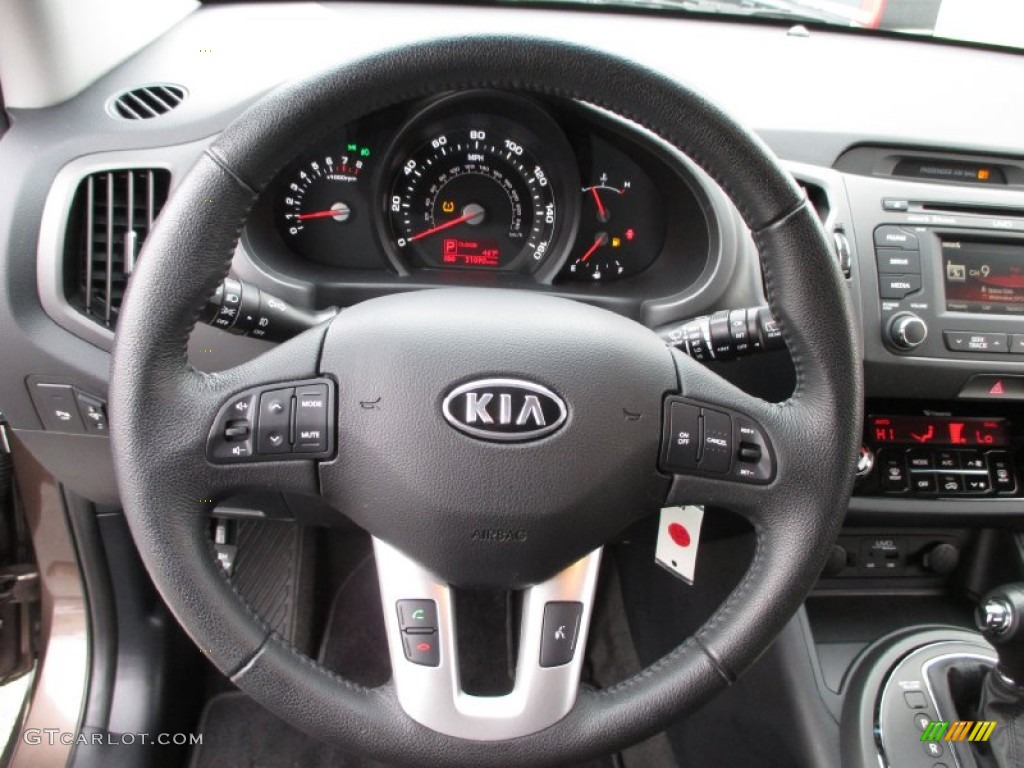 2012 Kia Sportage EX AWD Black Steering Wheel Photo #88421169