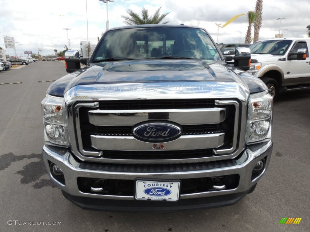 2012 F250 Super Duty Lariat Crew Cab 4x4 - Dark Blue Pearl Metallic / Black photo #2