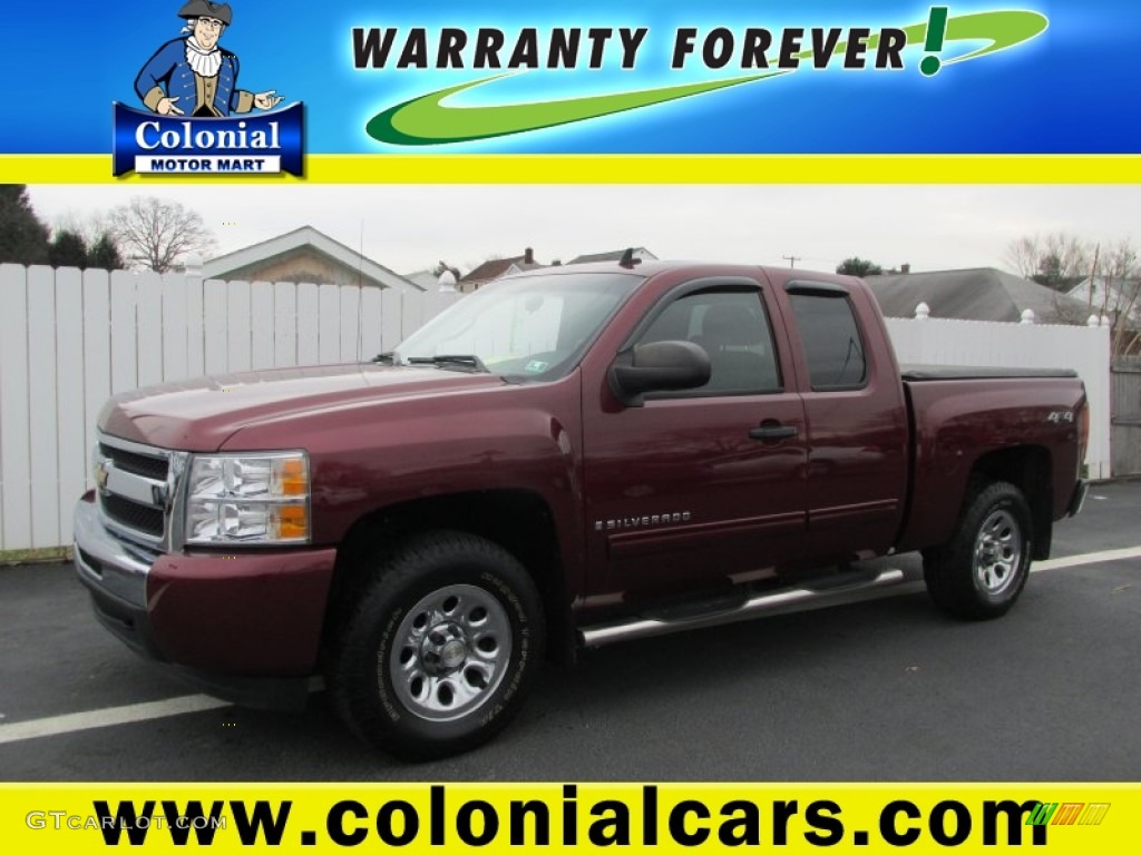 2009 Silverado 1500 LT Extended Cab 4x4 - Dark Cherry Red Metallic / Ebony photo #1