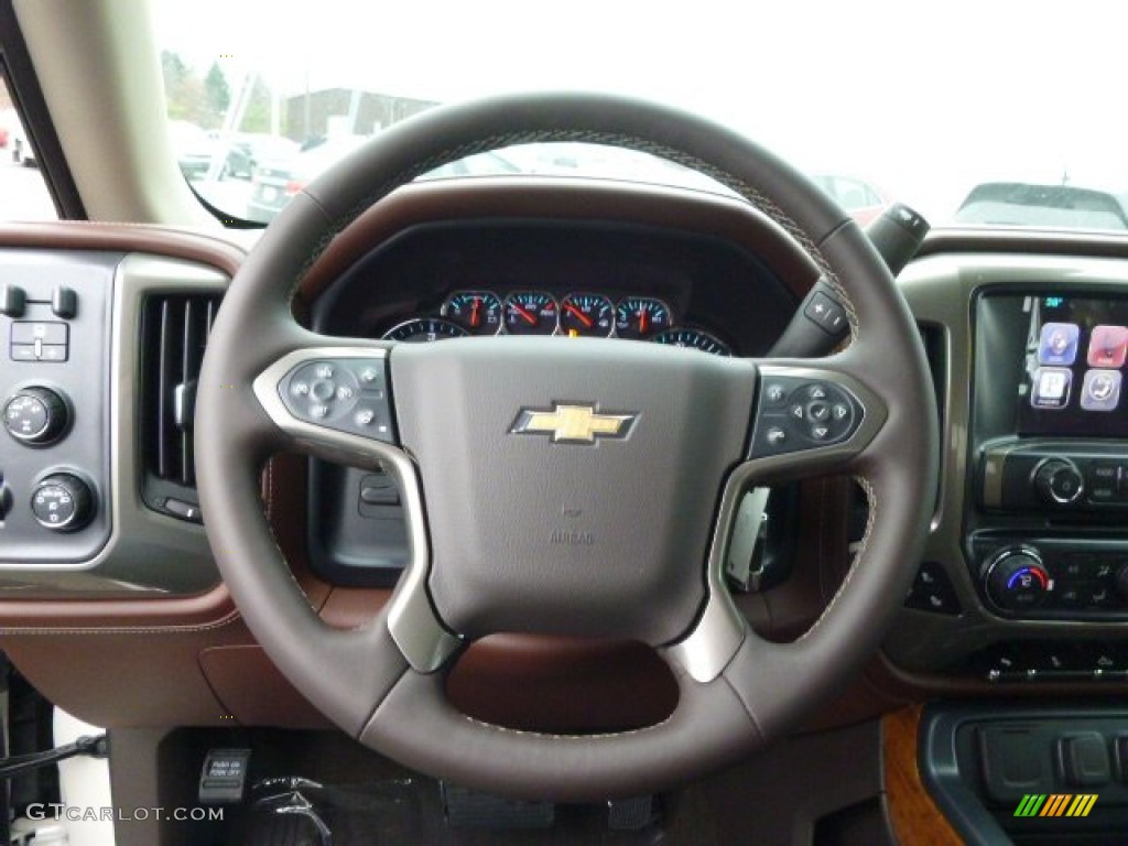 2014 Chevrolet Silverado 1500 High Country Crew Cab 4x4 High Country Saddle Steering Wheel Photo #88426736