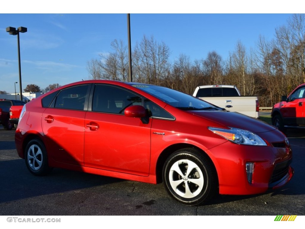 2012 Prius 3rd Gen Three Hybrid - Barcelona Red Metallic / Bisque photo #1