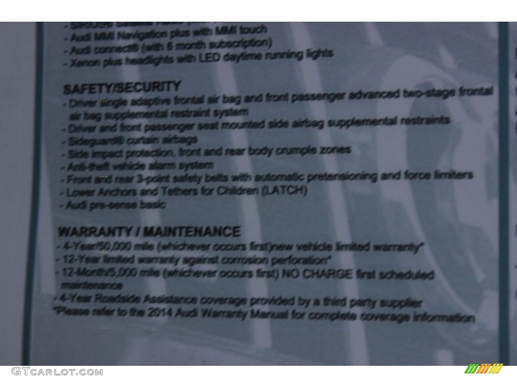 2014 Audi A6 3.0 TDI quattro Sedan Window Sticker Photo #88438050