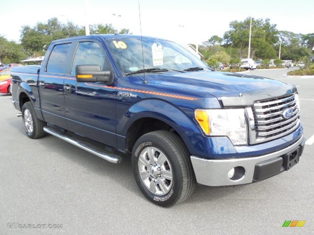 2010 F150 XLT SuperCrew - Dark Blue Pearl Metallic / Medium Stone photo #10