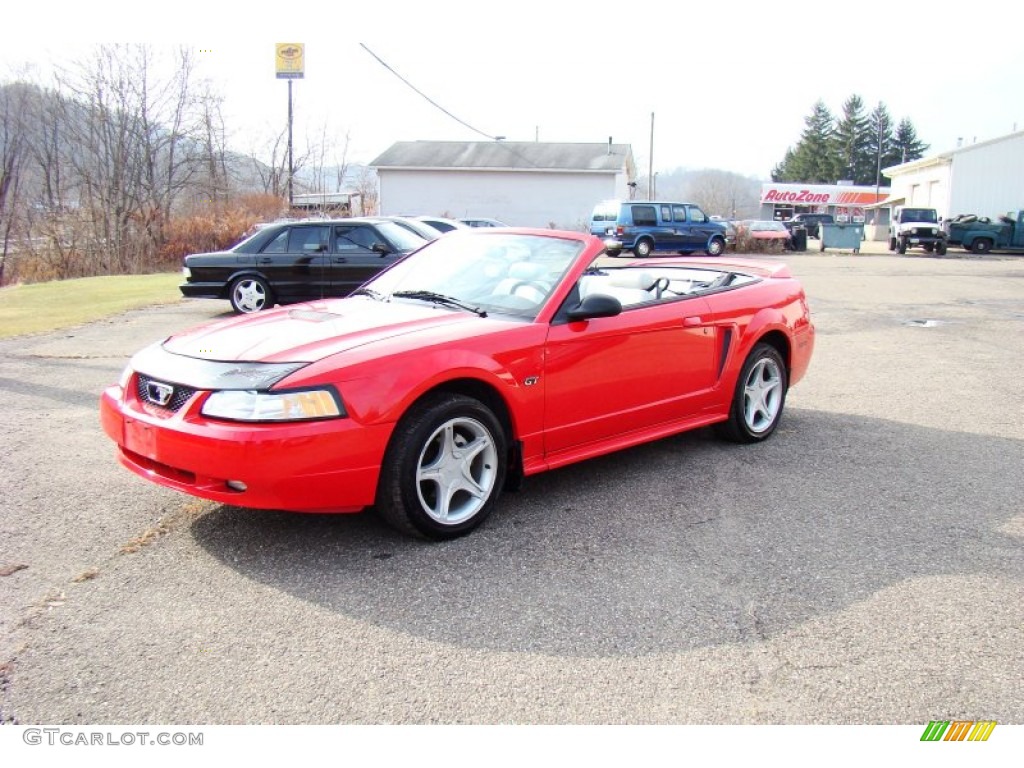 2000 Mustang GT Convertible - Performance Red / Oxford White photo #45