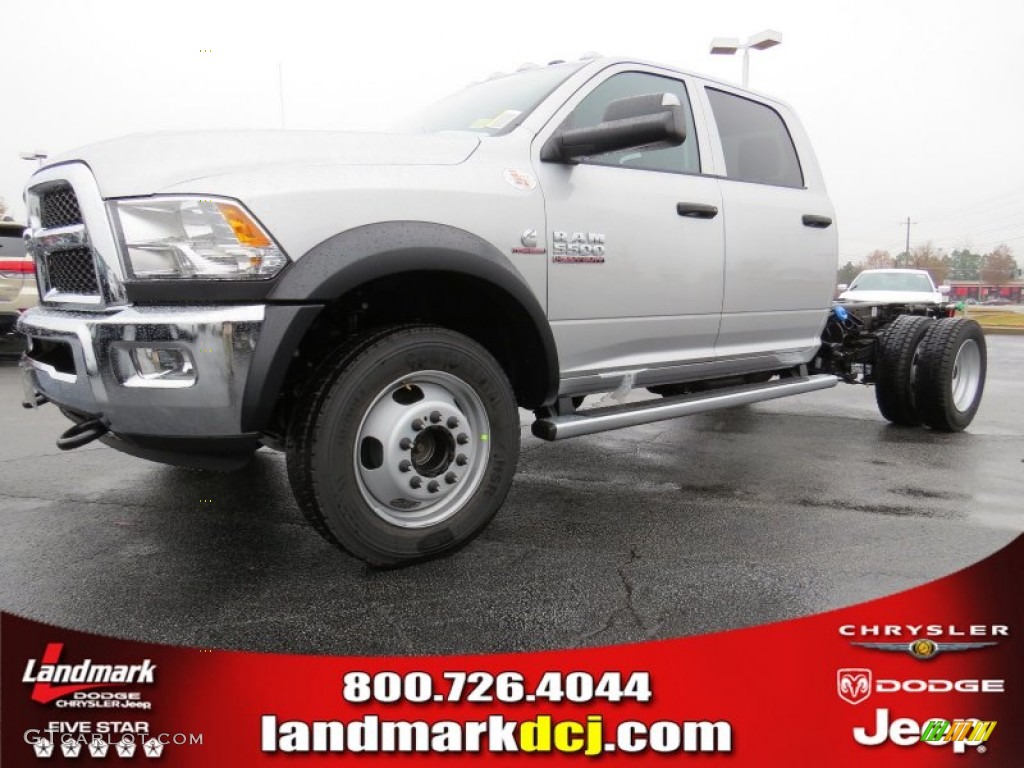 2014 5500 SLT Crew Cab 4x4 Chassis - Bright Silver Metallic / Black/Diesel Gray photo #1