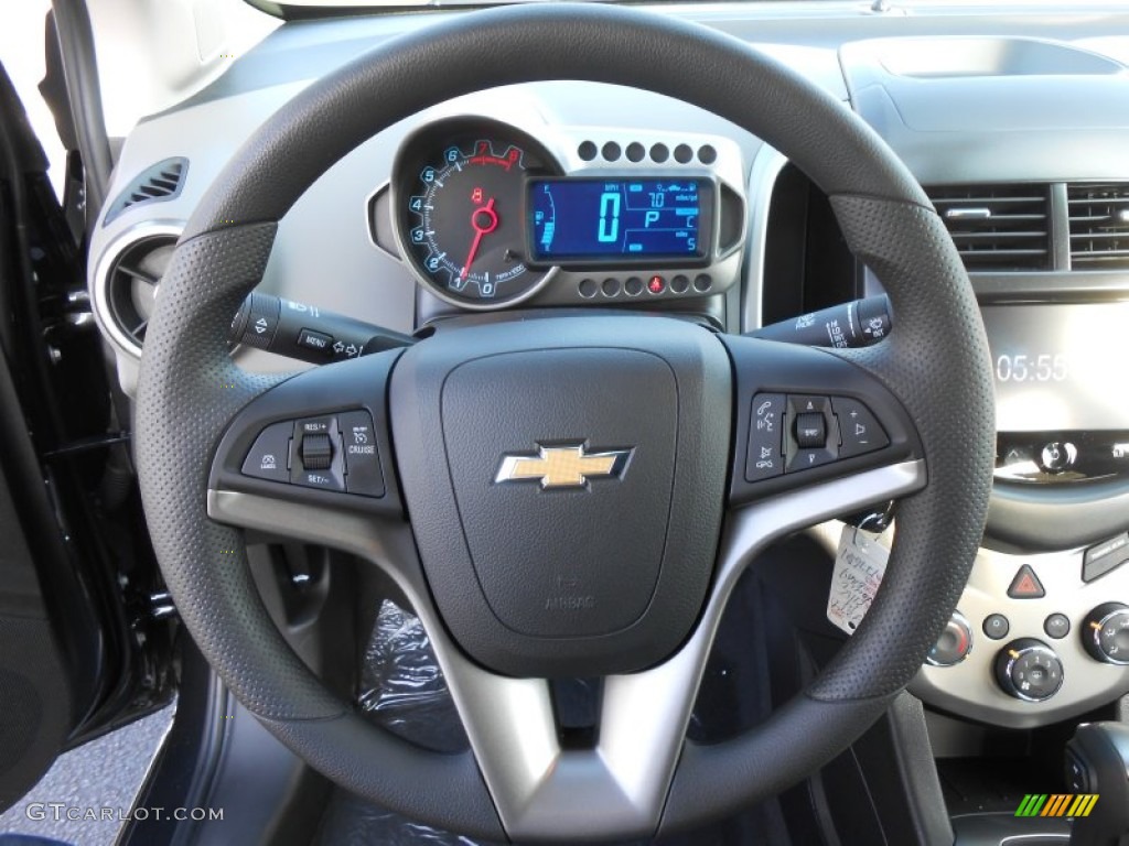 2014 Chevrolet Sonic LT Hatchback Jet Black/Dark Titanium Steering Wheel Photo #88454874