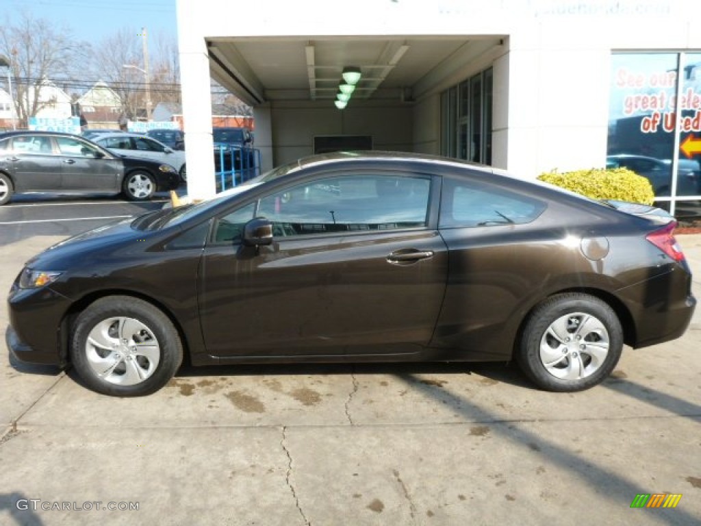 2013 Civic LX Coupe - Kona Coffee Metallic / Black photo #2