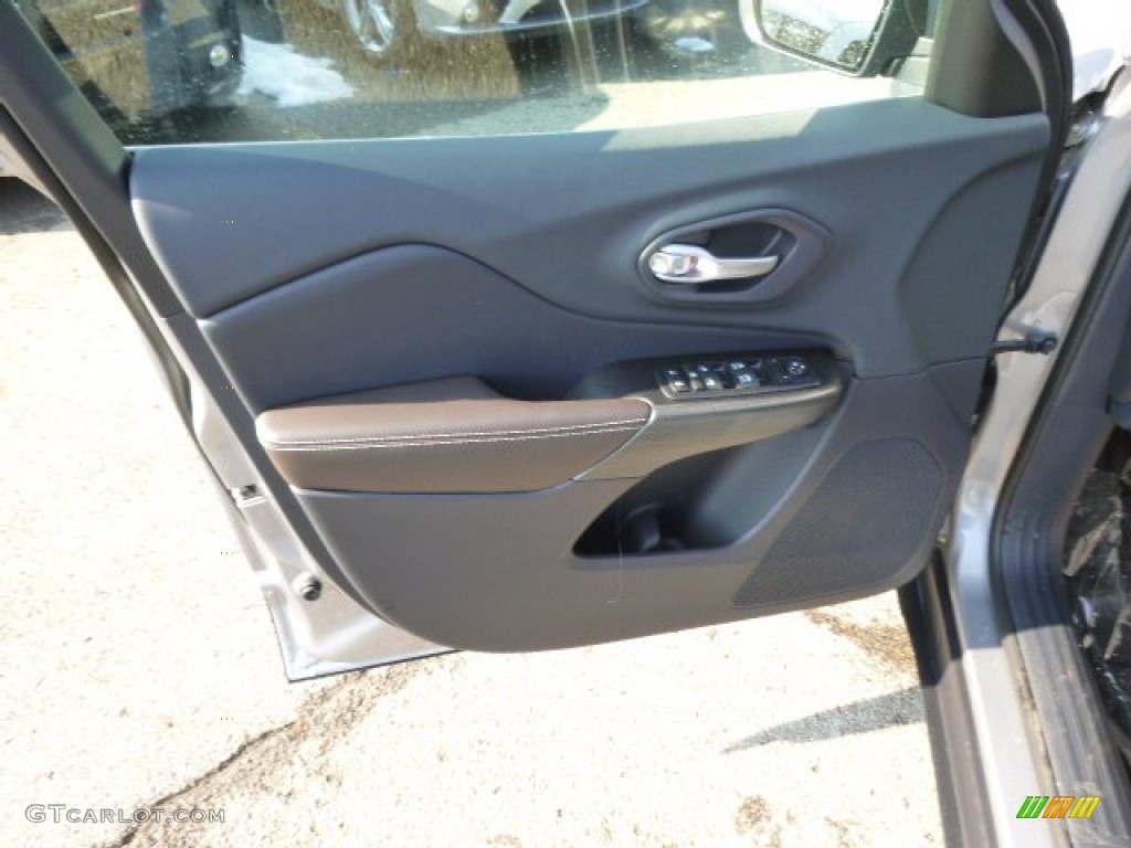 2014 Jeep Cherokee Limited 4x4 Vesuvio - Jeep Brown/Indigo Blue Door Panel Photo #88465608