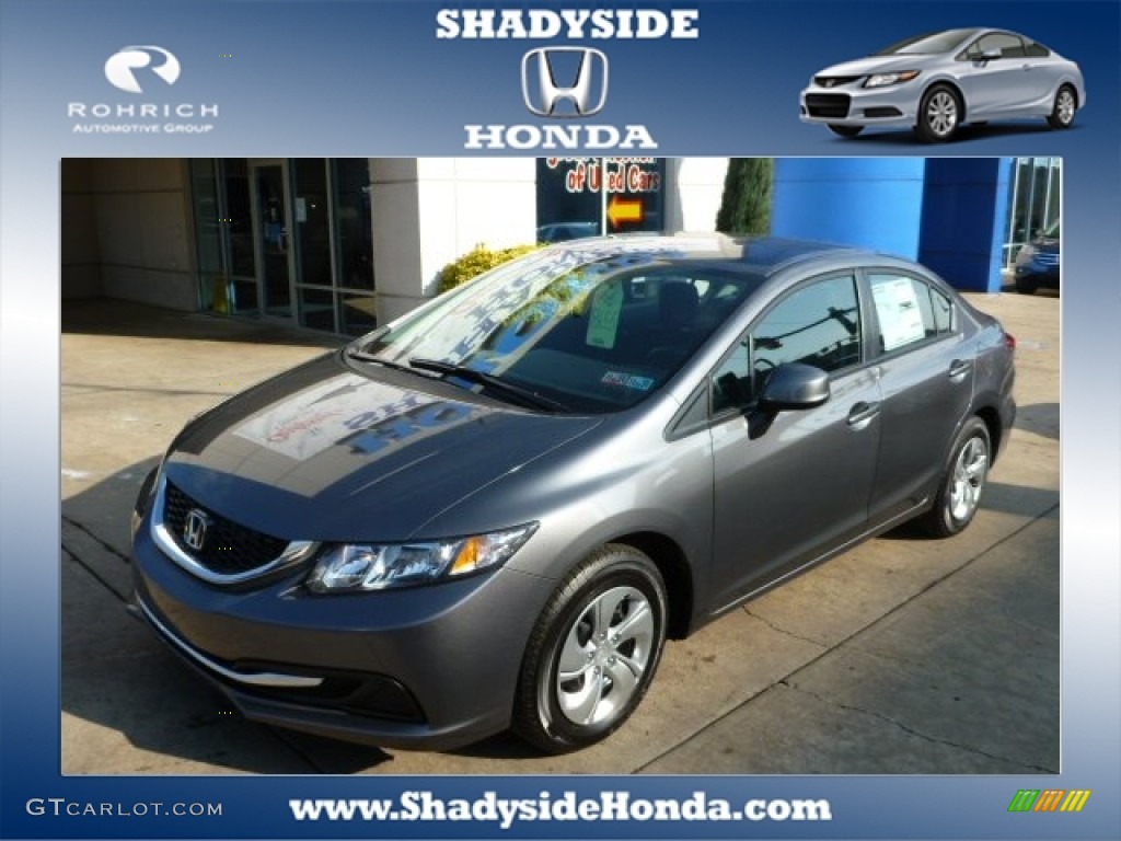 2013 Civic LX Sedan - Polished Metal Metallic / Black photo #1