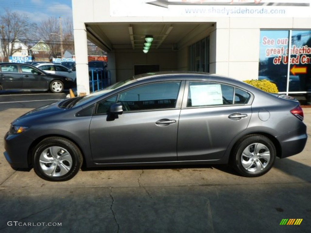 2013 Civic LX Sedan - Polished Metal Metallic / Black photo #2