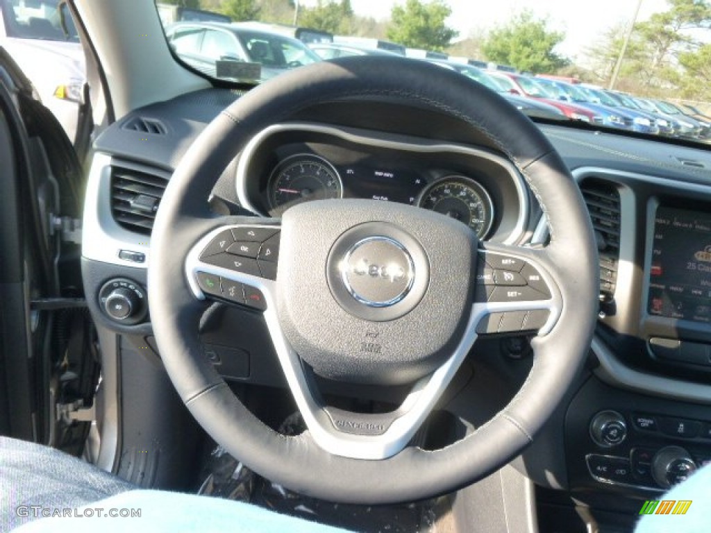 2014 Jeep Cherokee Limited 4x4 Vesuvio - Jeep Brown/Indigo Blue Steering Wheel Photo #88465796