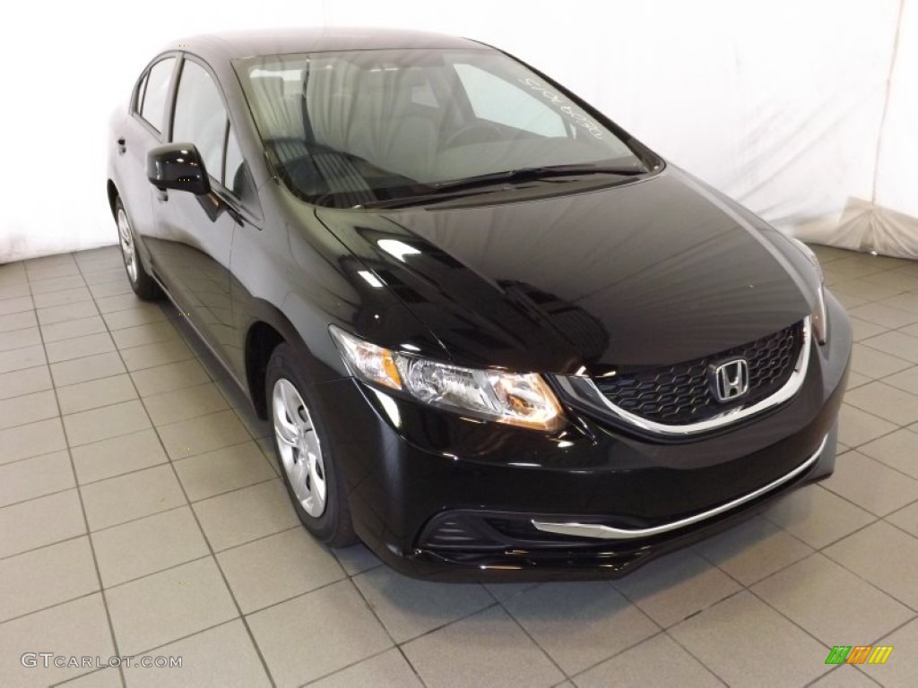 2013 Civic LX Sedan - Crystal Black Pearl / Gray photo #1