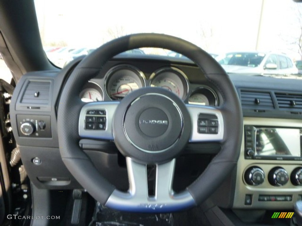 2014 Dodge Challenger SRT8 392 Dark Slate Gray Steering Wheel Photo #88474110