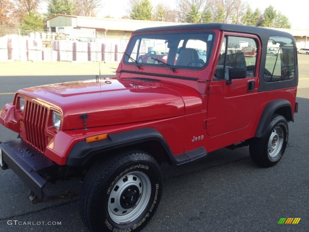 Radiant Fire Red 1992 Jeep Wrangler S 4x4 Exterior Photo #88474650