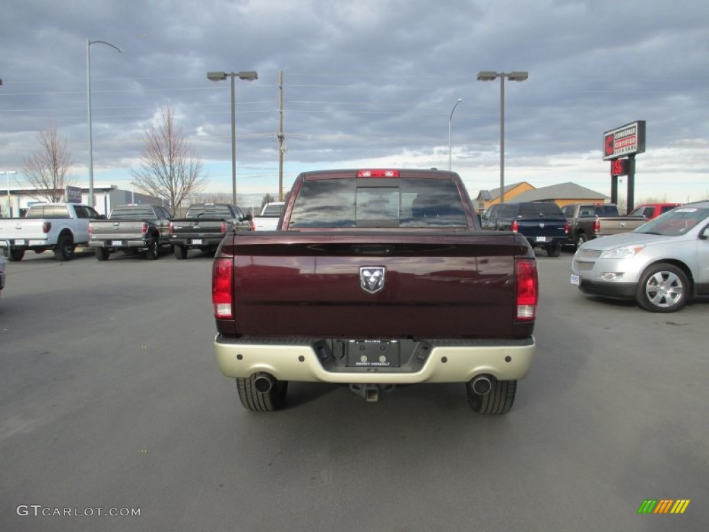 2012 Ram 1500 Laramie Longhorn Crew Cab 4x4 - Deep Molten Red Pearl / Light Pebble Beige/Bark Brown photo #5